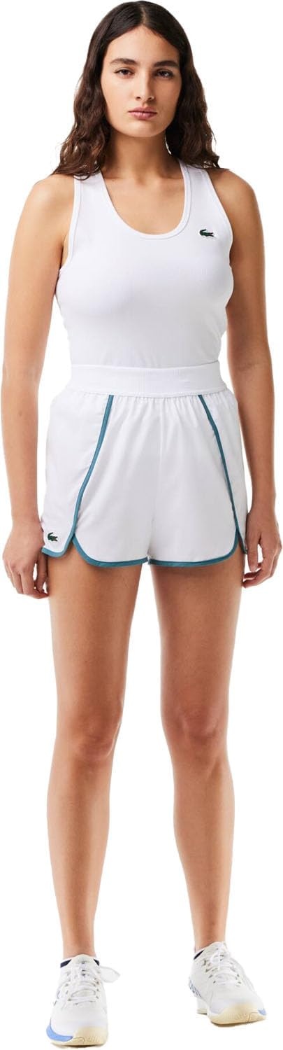 image:imageLacoste Womens Stretch Diamond Taffeta Sport ShortsWhite Hydro