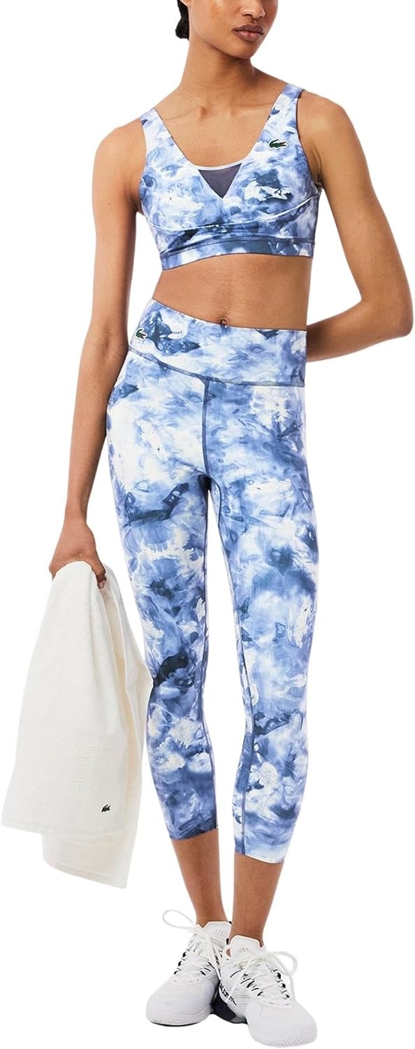 image:imageLacoste Womens Ultra Dry Printed Stretch Sport Leggings PrimeroseCosmic M