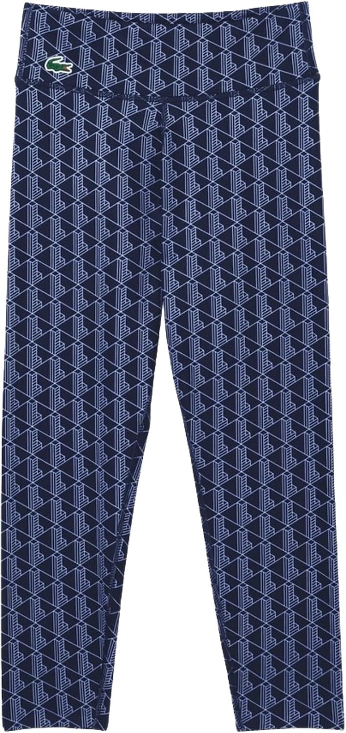 image:imageLacoste Womens Ultra Dry Printed Stretch Sport LeggingsNavy Blue Delphinium
