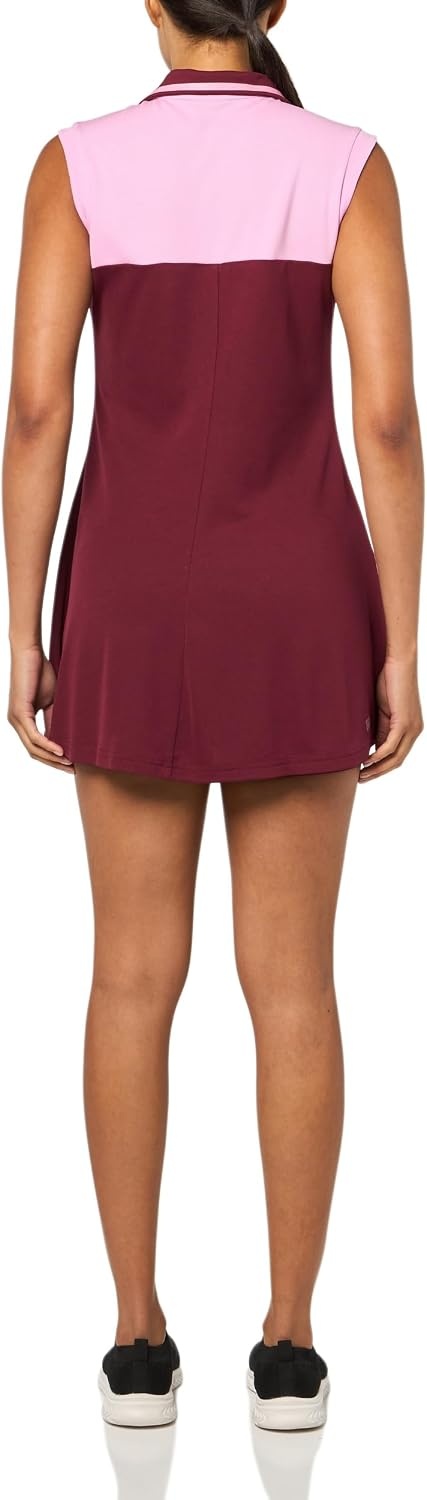 image:imageLacoste x Bandier Womens 14 Zip Performance Tennis DressBordeauxLight Pink