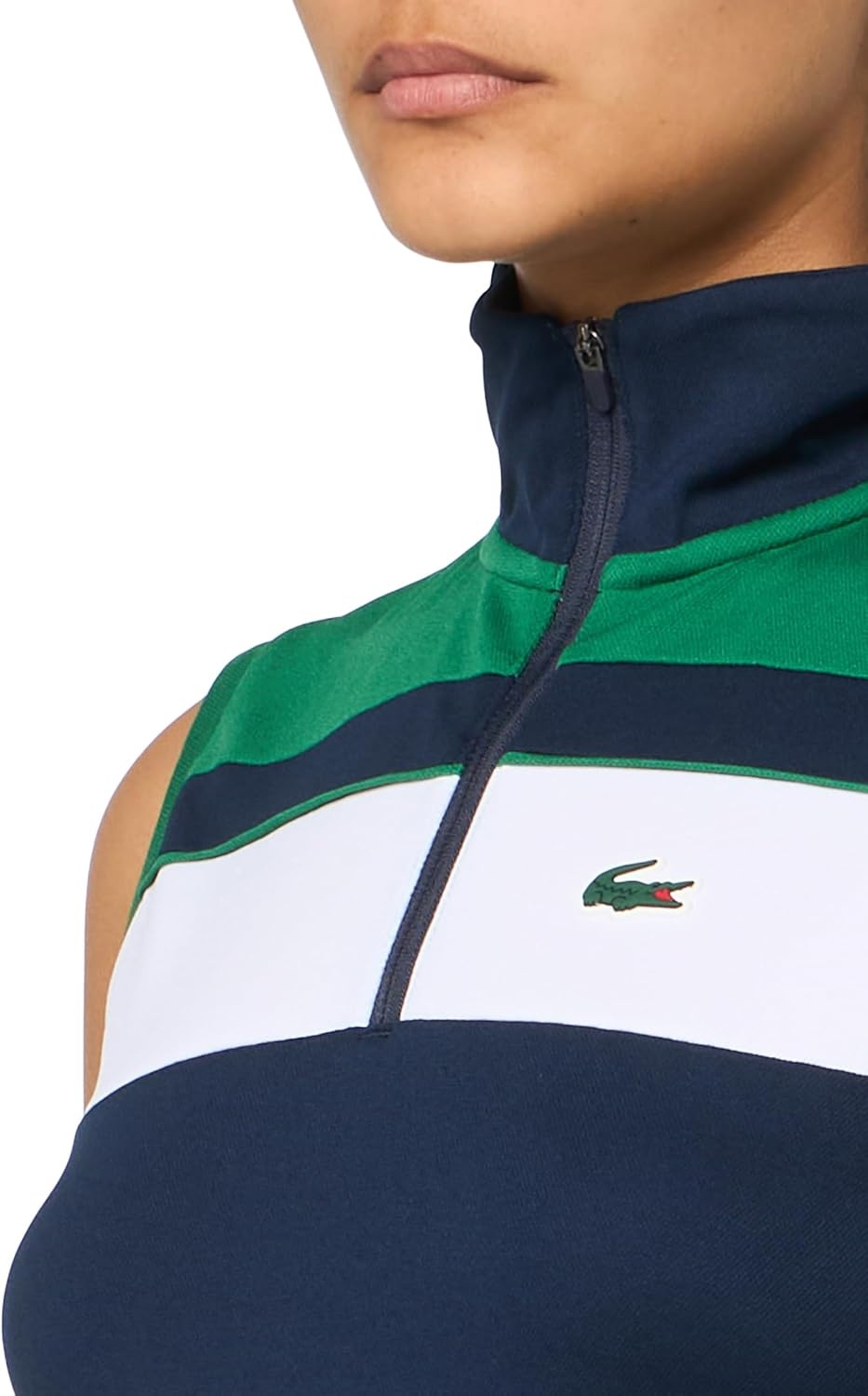 image:imageLacoste x Bandier Womens 14 Zip Performance Tennis DressNavy BlueRocket GreenNavy Blue