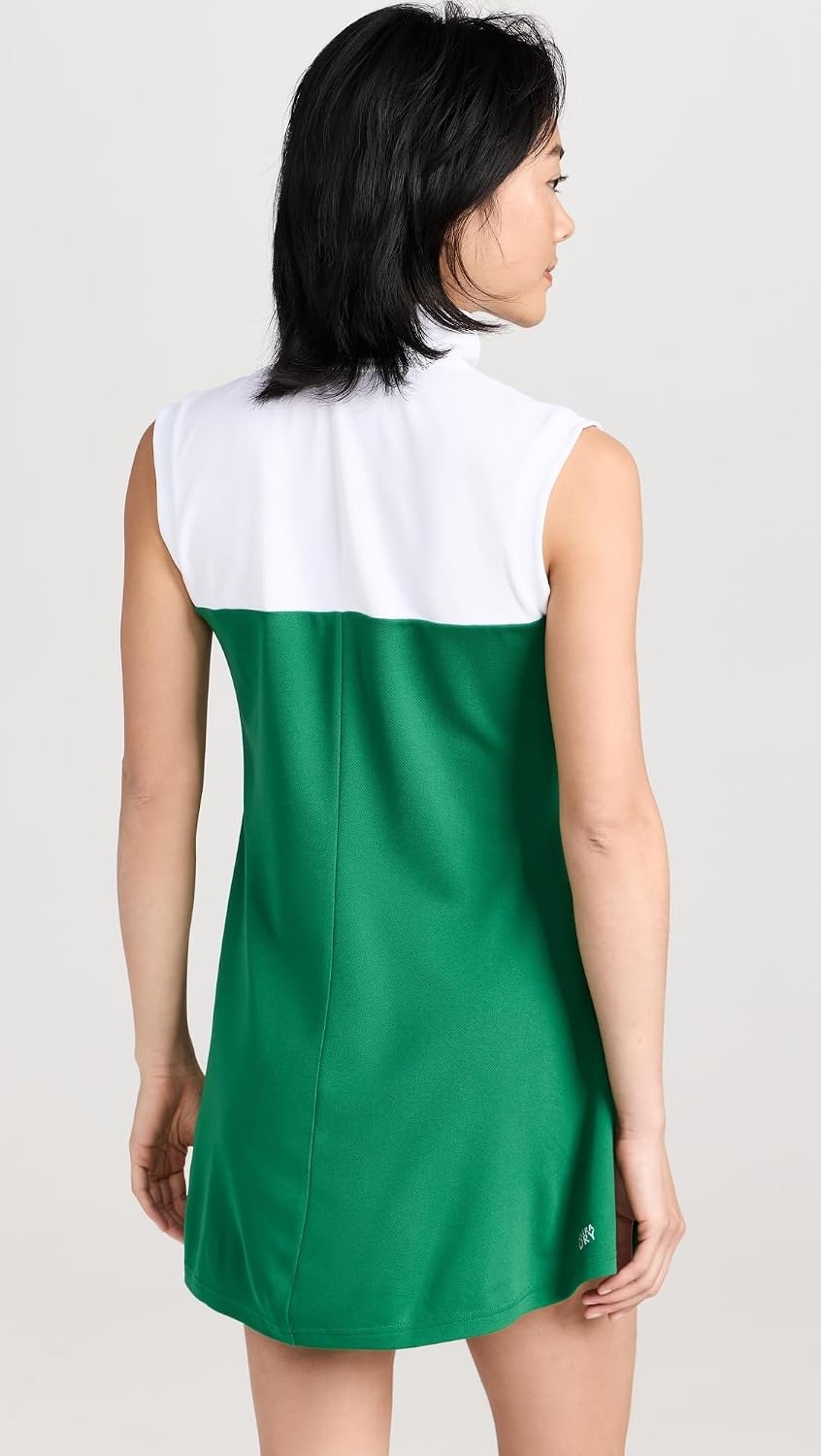 image:imageLacoste x Bandier Womens 14 Zip Performance Tennis DressRocket GreenWhite
