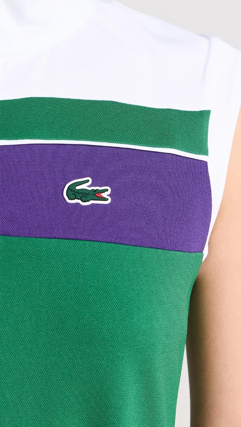 image:imageLacoste x Bandier Womens 14 Zip Performance Tennis DressRocket GreenWhiteAcai