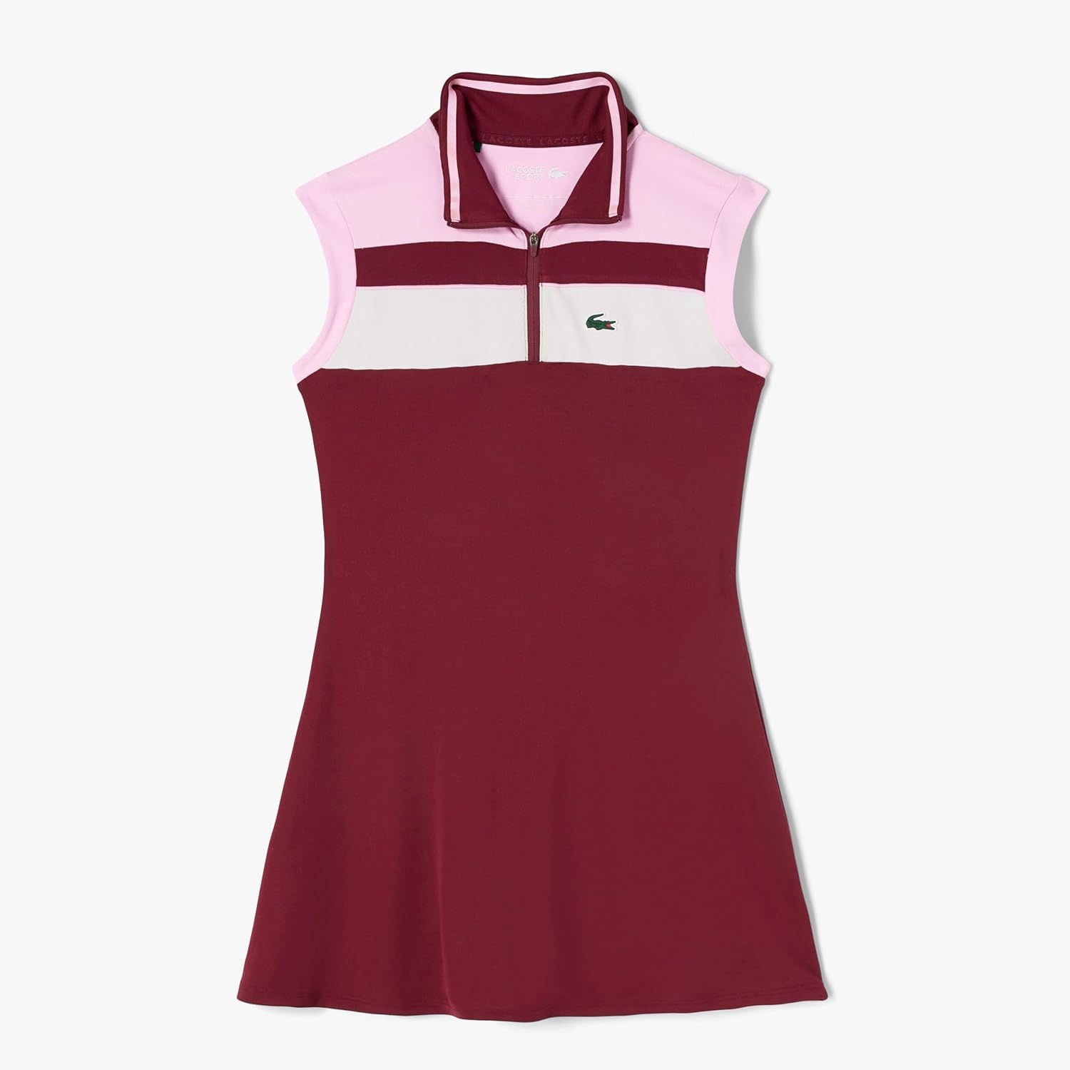 image:imageLacoste x Bandier Womens 14 Zip Performance Tennis DressWine RedCandyWine Red