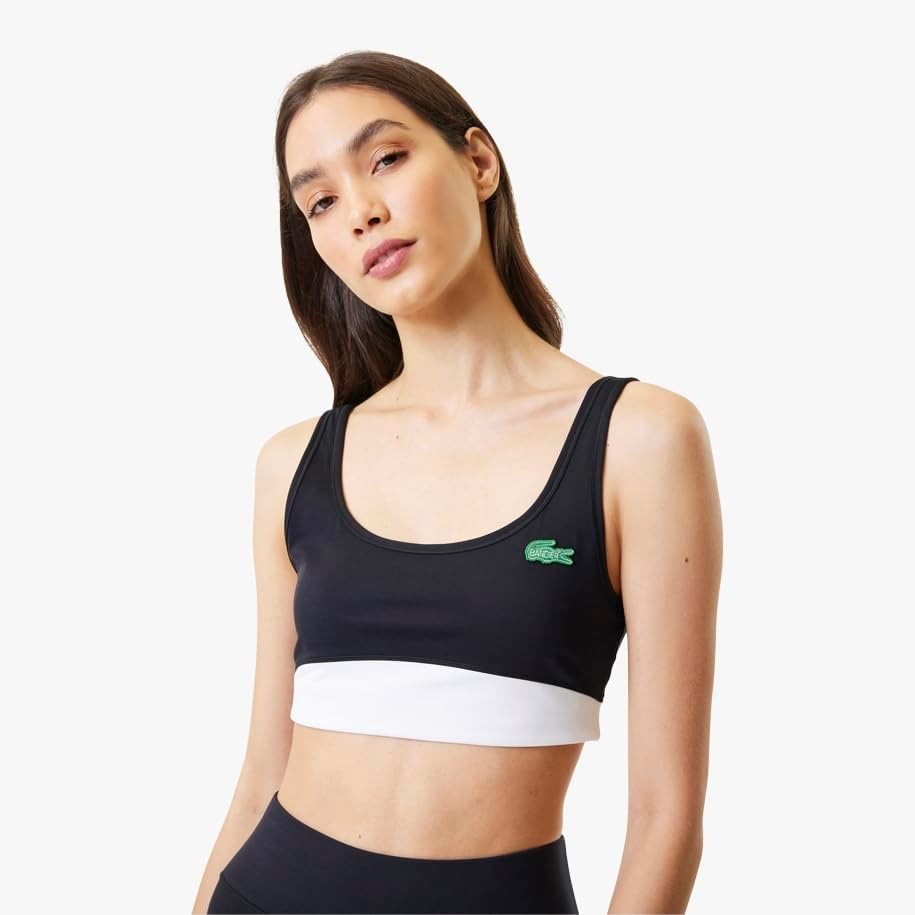 image:imageLacoste x Bandier Womens All Motion Colorblock Sports BraBlack
