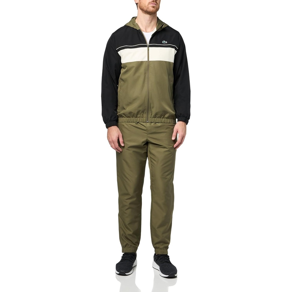 image:imageLacoste Mens Diamond Taffeta TracksuitOliveBlackLapland