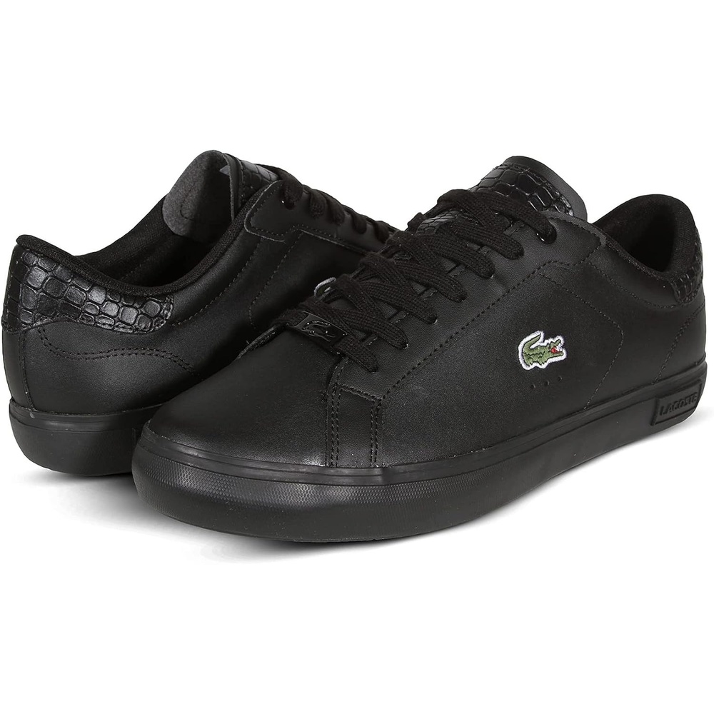 image:imageLacoste Mens Powercourt Leather SneakersBlkBlk