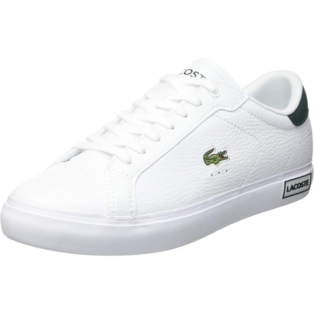 image:imageLacoste Mens Powercourt Leather SneakersWht Dk Grn