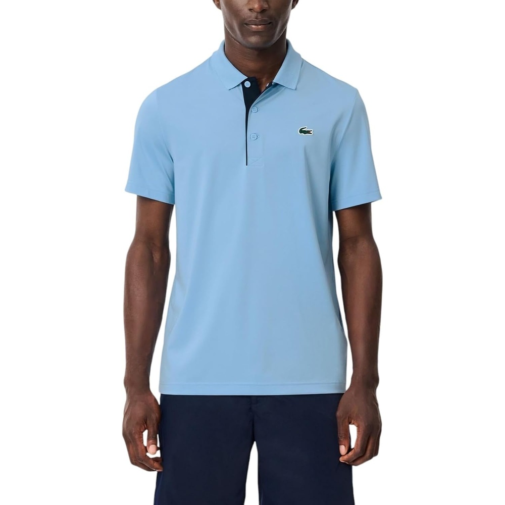 image:imageLacoste Mens Regular Fit UV Protect Collar Logo Golf Polo ShirtClassic BlueNavy Blue