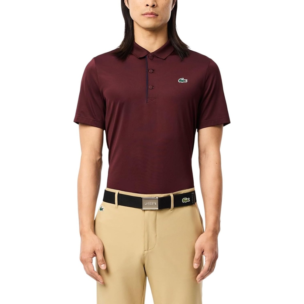 image:imageLacoste Mens Regular Fit UV Protect Collar Logo Golf Polo ShirtExpressoNavy Blue