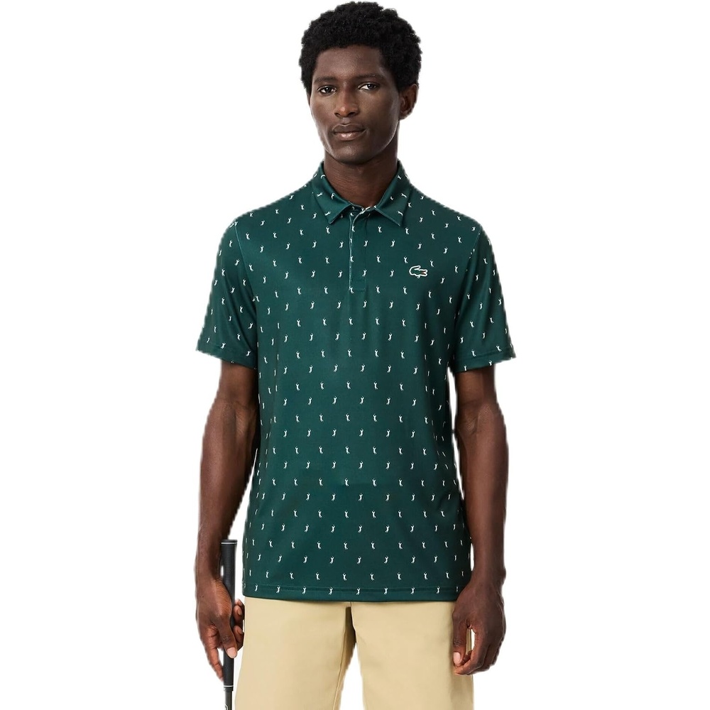 image:imageLacoste Mens Regular Fit UV Protect Golf Polo ShirtForest GreenFlour