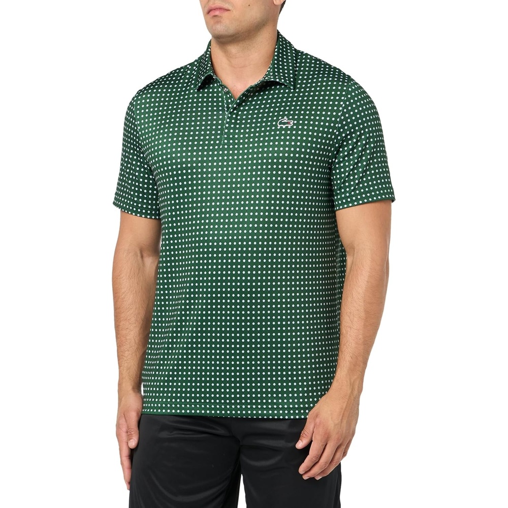 image:imageLacoste Mens Regular Fit UV Protect Golf Polo ShirtGreenWhite