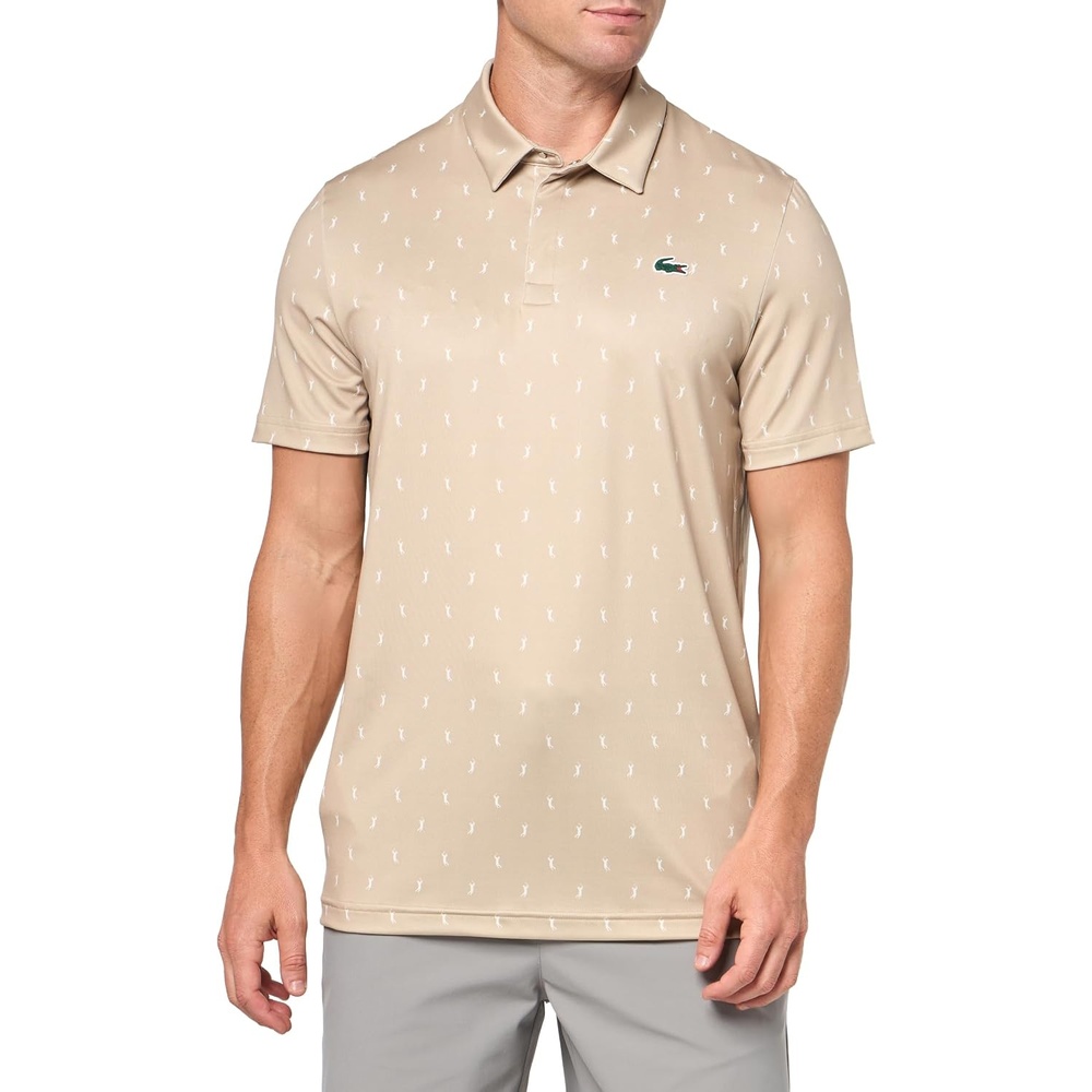 image:imageLacoste Mens Regular Fit UV Protect Golf Polo ShirtOchreFlour All Over Print