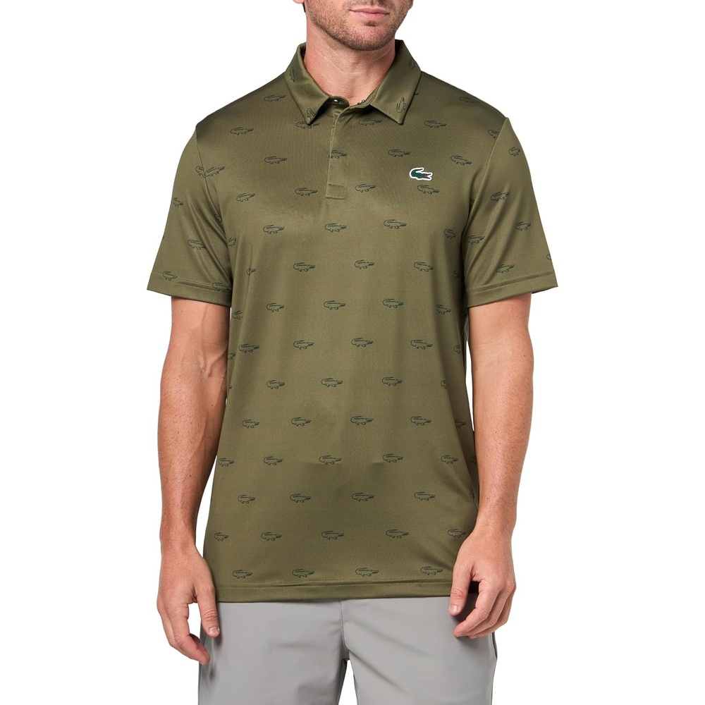 image:imageLacoste Mens Regular Fit UV Protect Golf Polo ShirtOliveOliveSinople