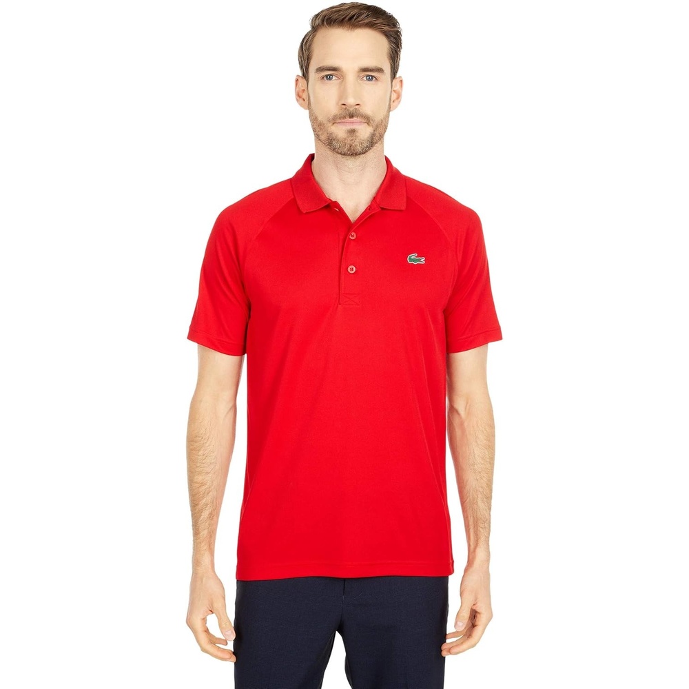 image:imageLacoste Mens Regular Fit UV Protect Golf Polo ShirtRed