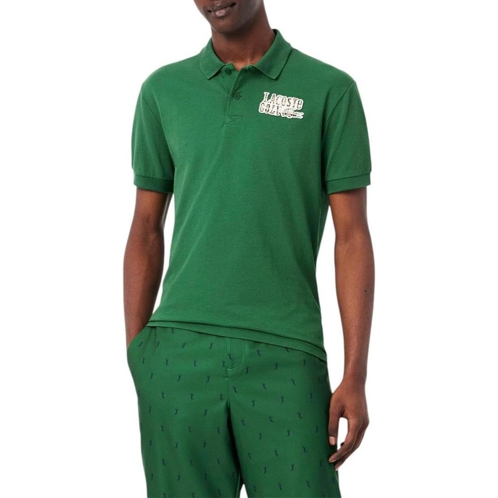 image:imageLacoste Mens Relaxed Fit Minipiqu Golf Polo ShirtGreen
