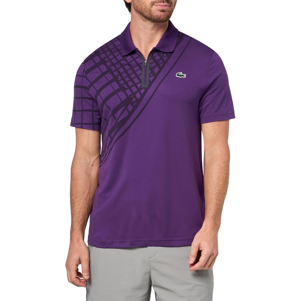 image:imageLacoste Mens Sport UltraDry Printed Slim Fit Tennis PoloCossak Purple