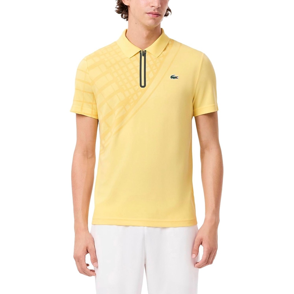 image:imageLacoste Mens Sport UltraDry Printed Slim Fit Tennis PoloYellow