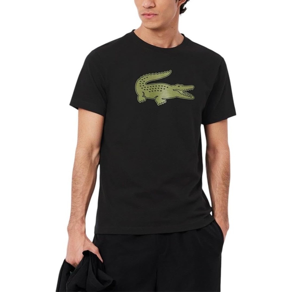 image:imageLacoste Mens Ultra Dry XXL Logo Sport TshirtBlackKhaki
