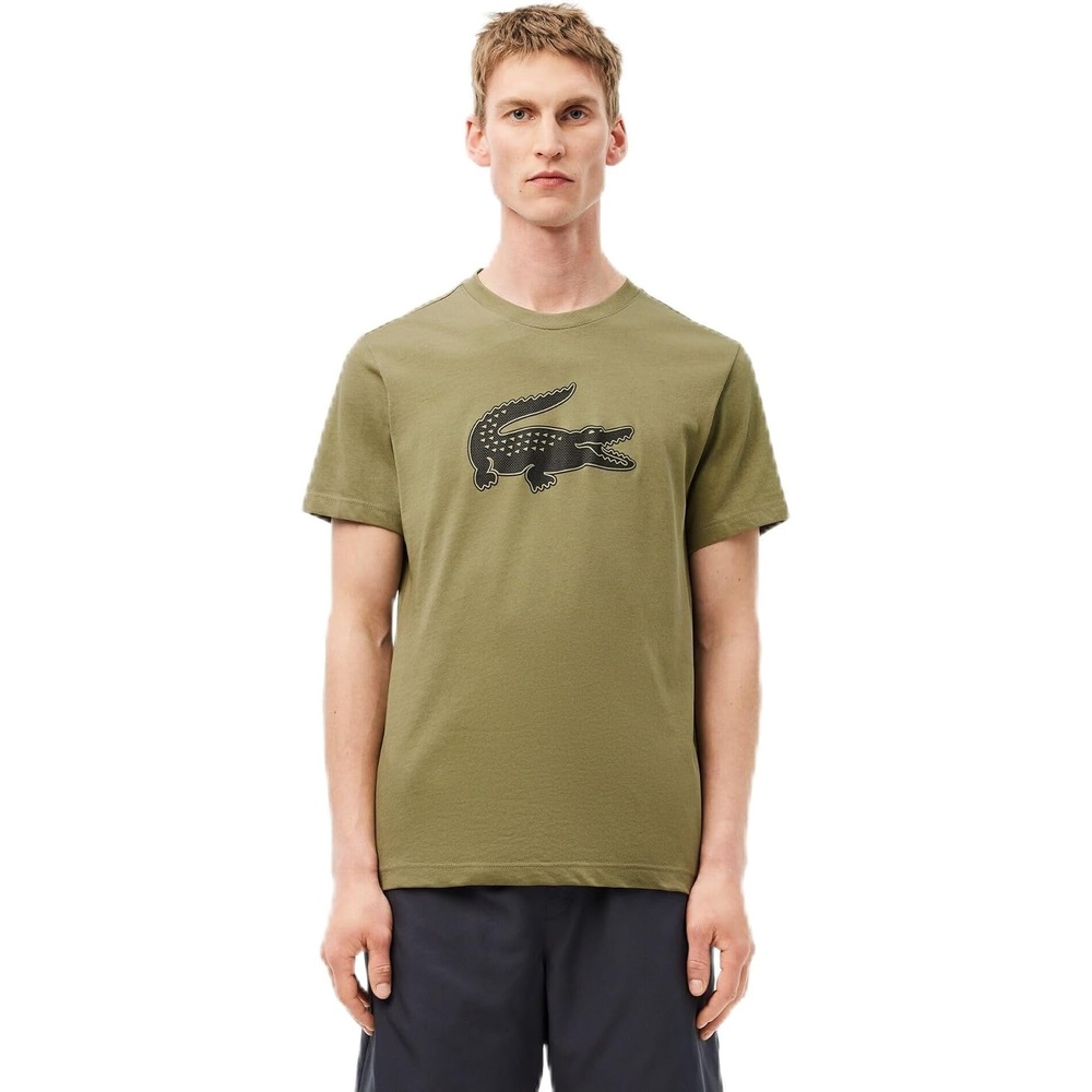 image:imageLacoste Mens Ultra Dry XXL Logo Sport TshirtKhakiBlack
