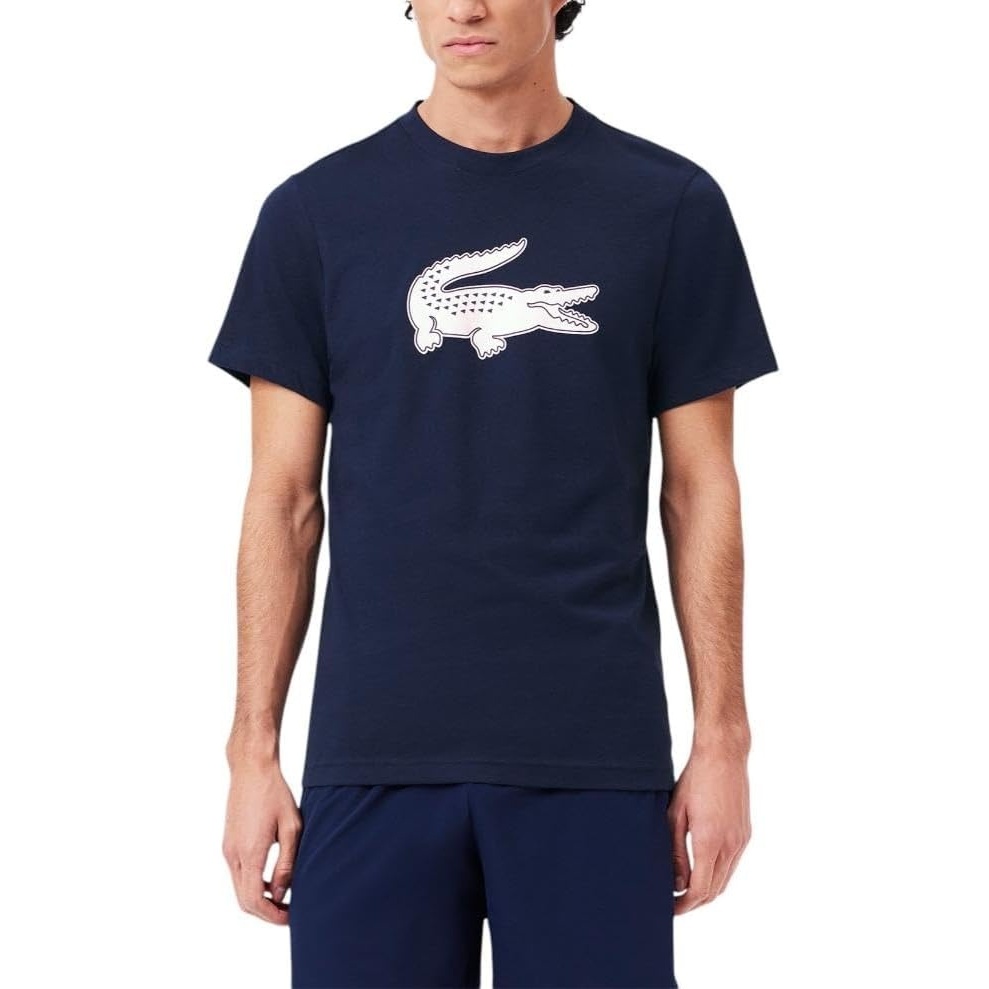 image:imageLacoste Mens Ultra Dry XXL Logo Sport TshirtNavy BlueWhite