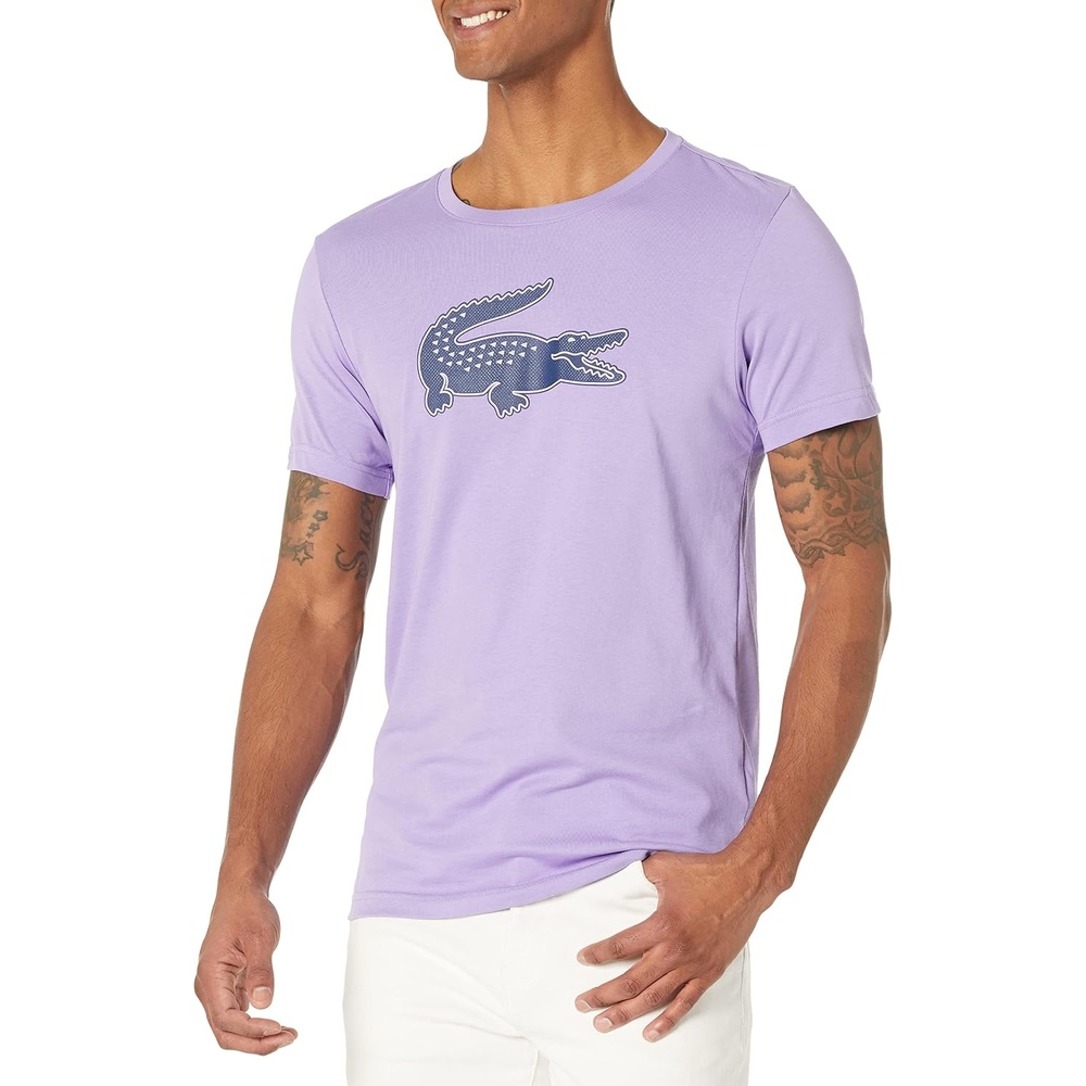 image:imageLacoste Mens Ultra Dry XXL Logo Sport TshirtNeva PurpleNavy Blue