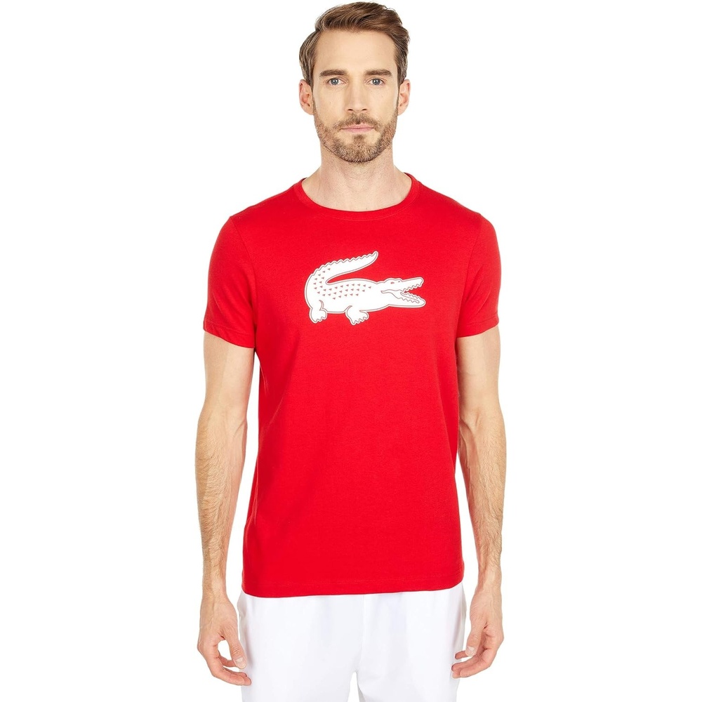 image:imageLacoste Mens Ultra Dry XXL Logo Sport TshirtRedWhite