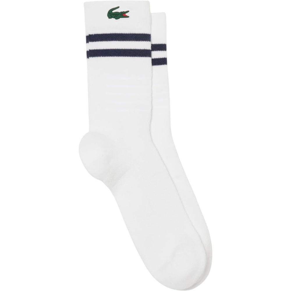 image:imageLacoste Unisex Adult Breathable Cotton Sport SocksWhite Navy Blue