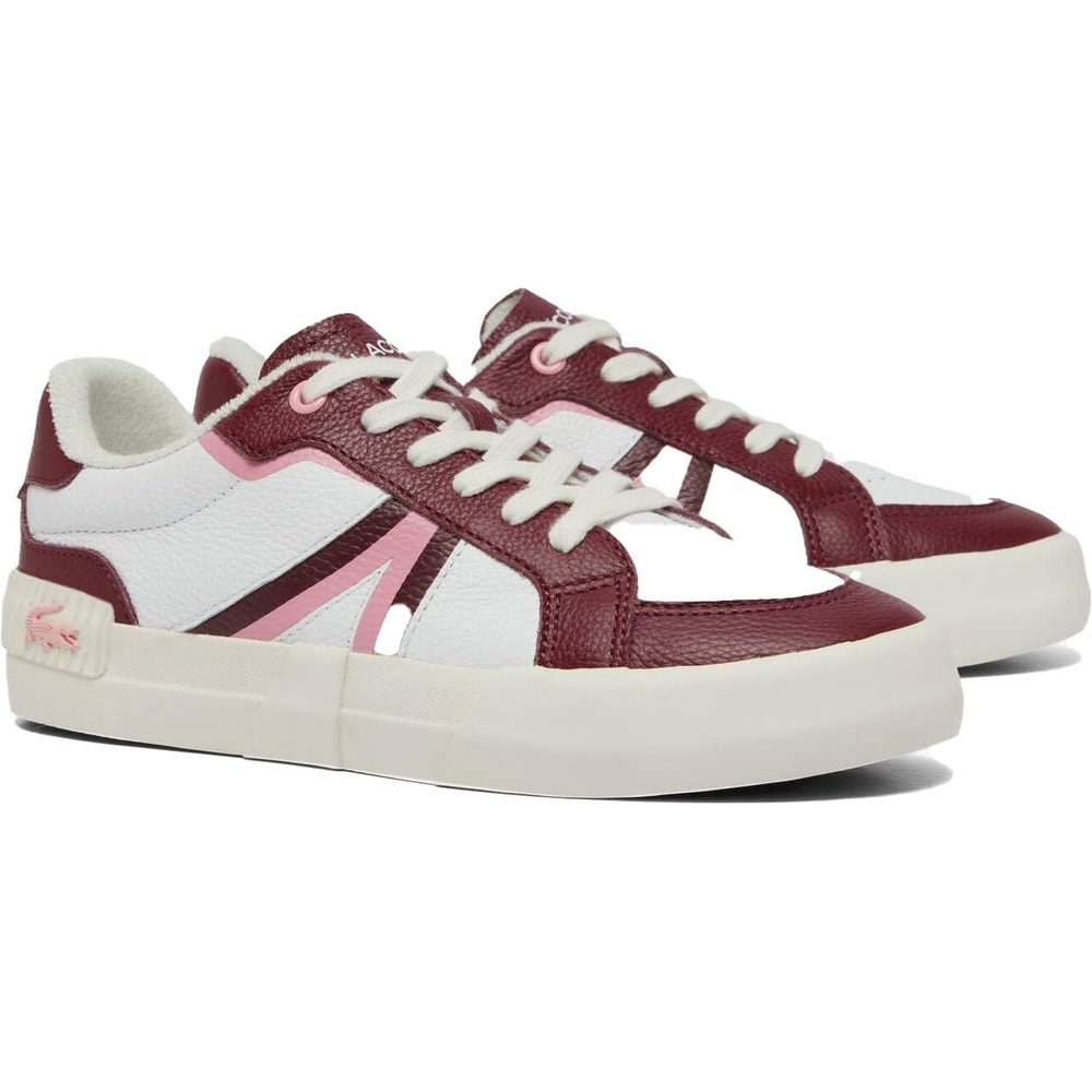 image:imageLacoste Womens L004 Canvas TrainersBurgundyWhite