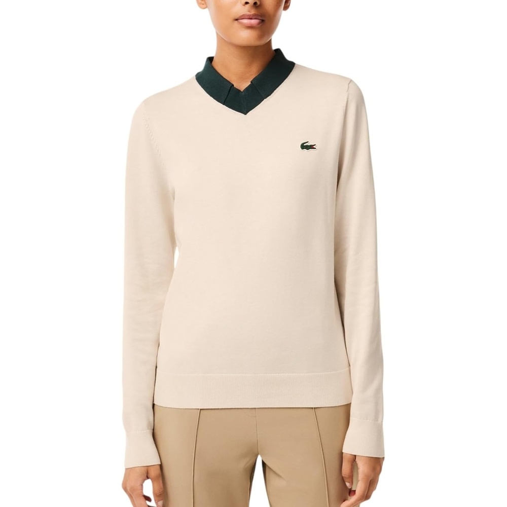 image:imageLacoste Womens Sport Cotton Pima Technical Knit Golf SweaterLaplandForest Green