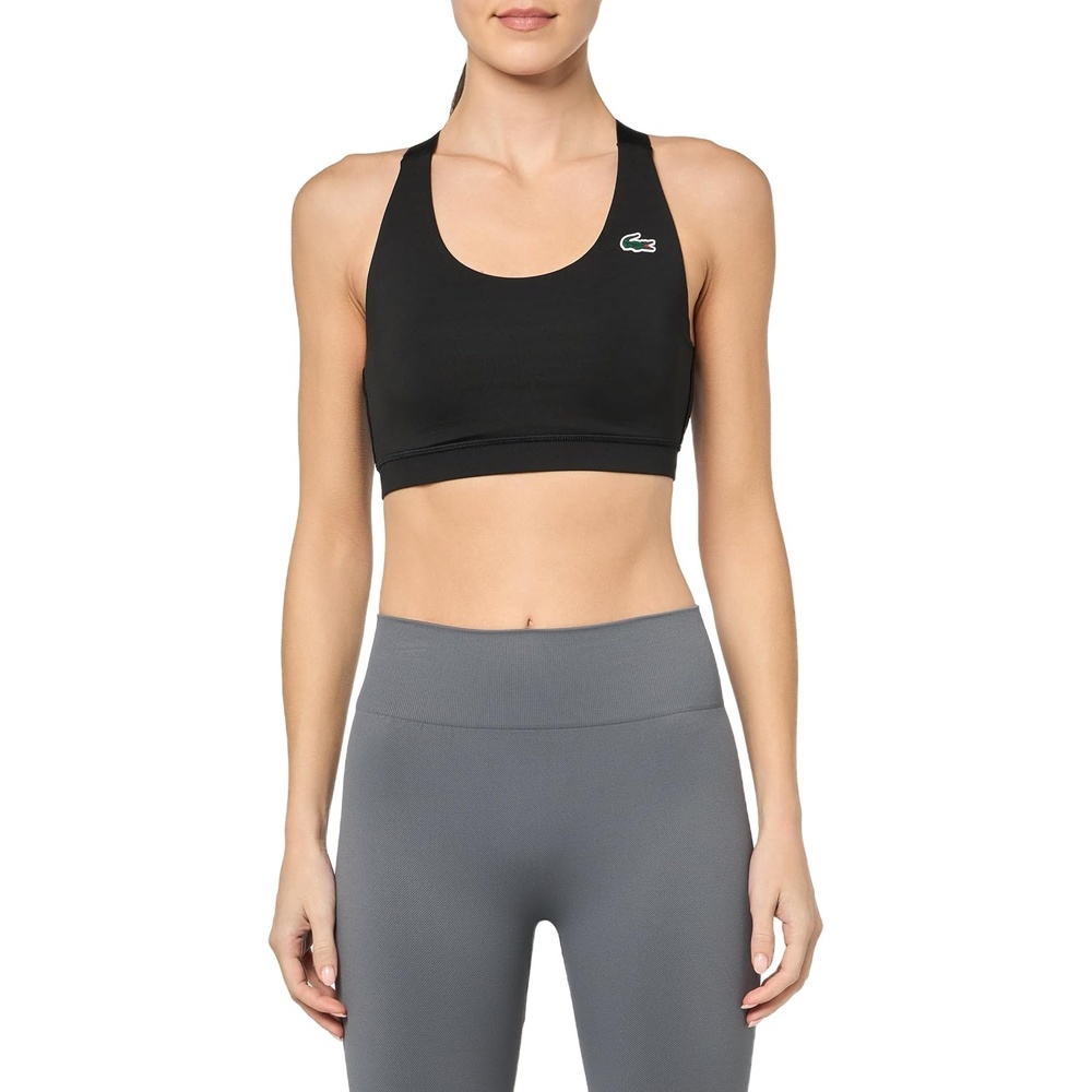 image:imageLacoste Womens Sport Cross Strap Sports BraBlackBlackBlack