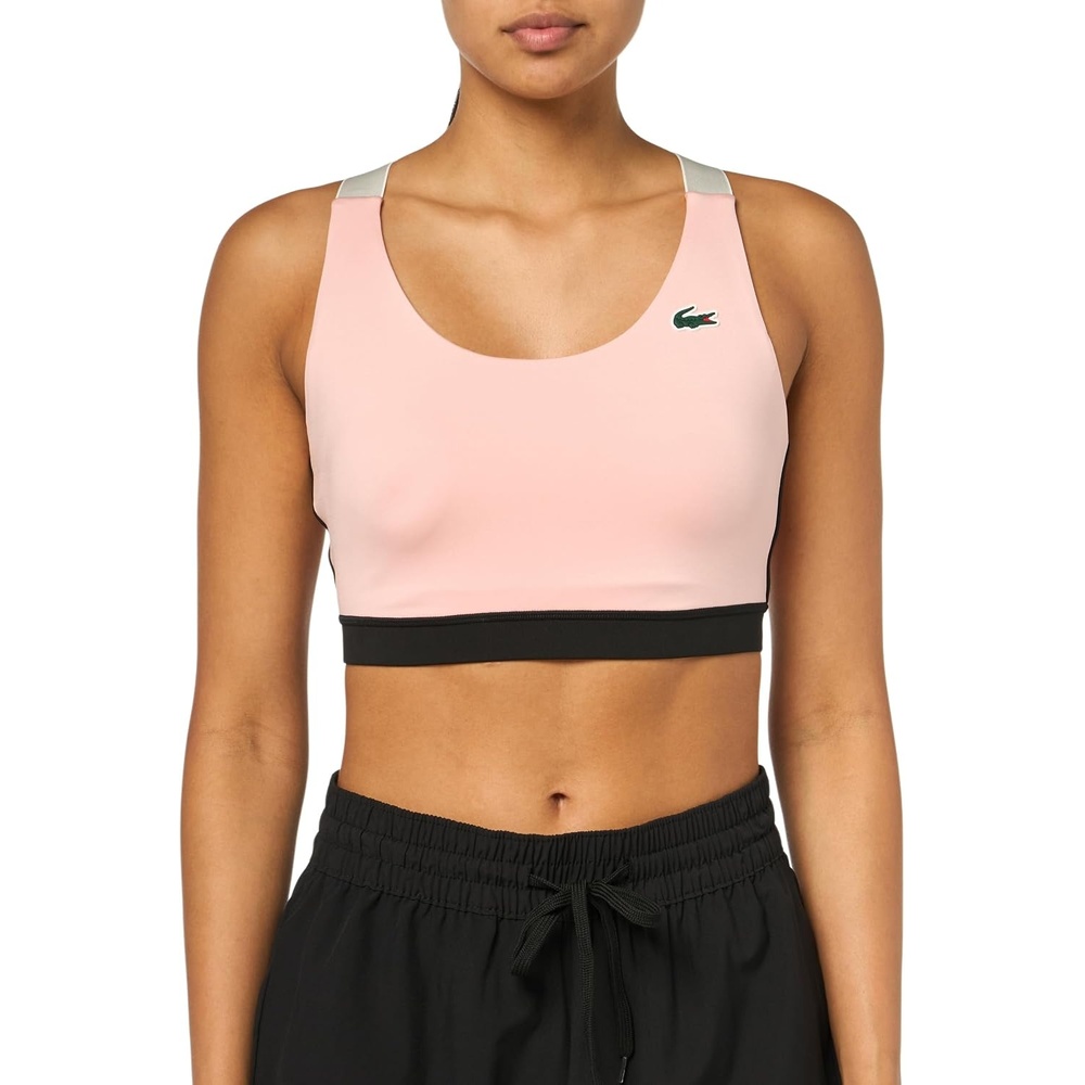 image:imageLacoste Womens Sport Cross Strap Sports BraWaterlilyBlackFlour