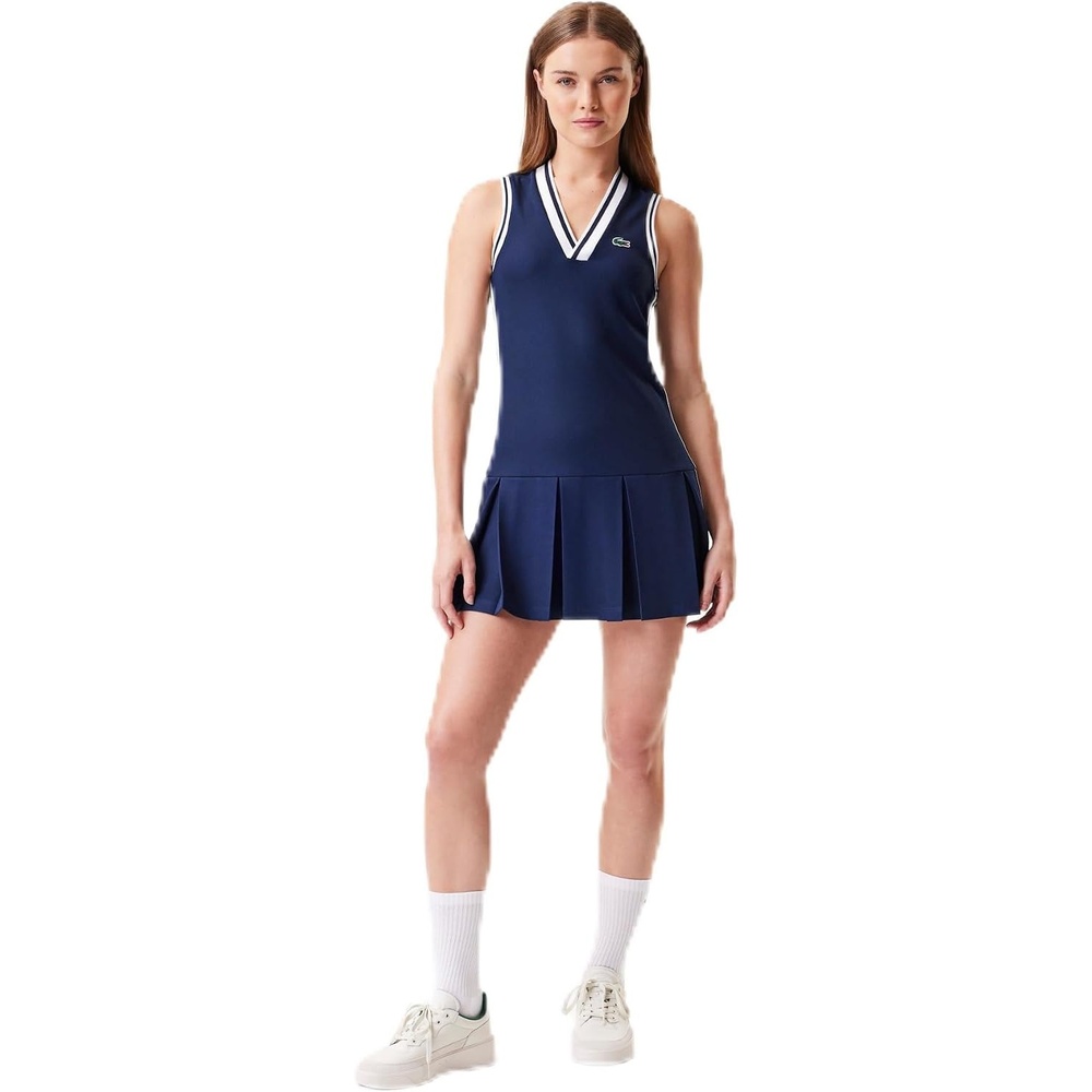image:imageLacoste Womens Sport Piqu Tennis Dress with Removable LinerWhiteRocket Green