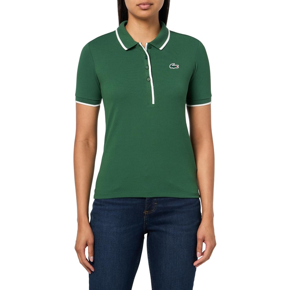 image:imageLacoste Womens Sport Regular Fit Tennis Heat Regulating Polo ShirtGreenFlour