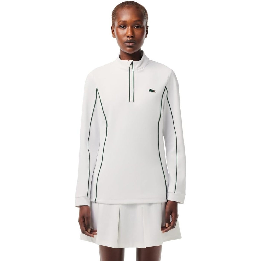 image:imageLacoste Womens Sport Slim Fit Tennis Layering SweatshirtWhiteGreen