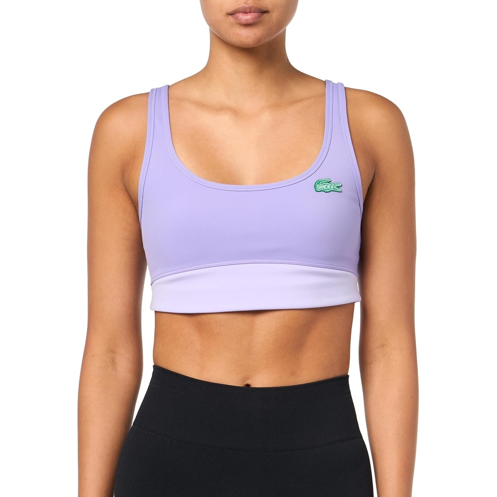 image:imageLacoste x Bandier Womens All Motion Colorblock Sports BraLilac