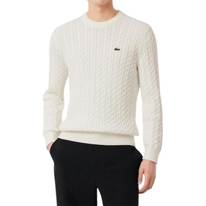 Lacoste Men’s Cable Knit Cotton Sweater(Flour/Green)