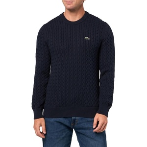 Lacoste Men’s Cable Knit Cotton Sweater(Navy Blue/Green)