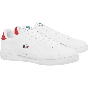 Lacoste Men’s Carnaby Cup Leather Sneakers(White & Navy Red)