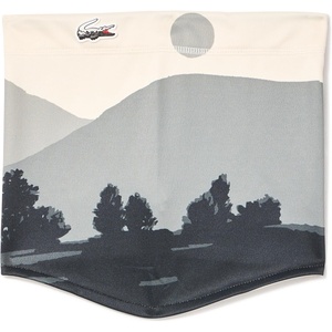 Lacoste Mens Men’s Sport Landscape Print Neck Warmer, White/Black, One Size