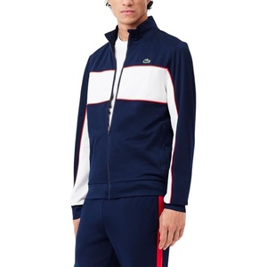 Lacoste Men’s Print Branding Zipped Sweatshirt(Navy Blue/White/Grenadine Red)