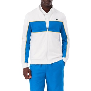 Lacoste Men’s Print Branding Zipped Sweatshirt(White/Gipsy Blue/Plum Yellow)