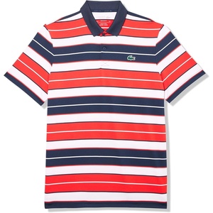 Lacoste Men’s Regular Fit UV Protect Collar Logo Golf Polo Shirt(Redcurrant/White)