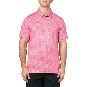 Lacoste Men’s Regular Fit UV Protect Golf Polo Shirt(Reseda Pink/Flour All Over Print)