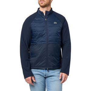 Lacoste Men’s Sport High Neck Quilted Golf Jacket(Navy Blue/Navy Blue)