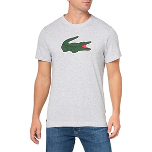 Lacoste Men’s Ultra Dry XXL Logo Sport T-shirt(Silver Chine/Green/White)