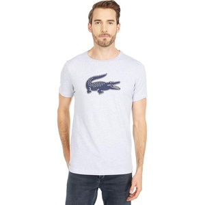 Lacoste Men’s Ultra Dry XXL Logo Sport T-shirt(Silver Chine/Navy Blue)