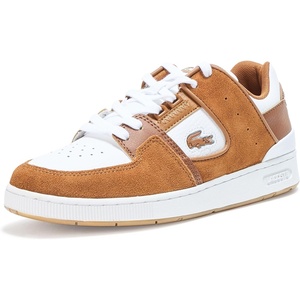 Lacoste Women’s Court Cage Leather Sneakers(Brown & White)