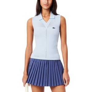 Lacoste Women’s Sleeveless Stretch Knit Tennis Polo Shirt(Baby Blue)