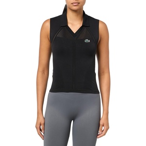 Lacoste Women’s Sleeveless Stretch Knit Tennis Polo Shirt(Black)